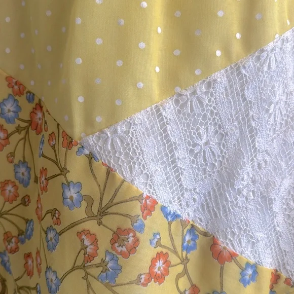 v i n t a g e Chessa Davis Maxi Skirt Polka Dot Lace Floral S or M - Picture 5 of 13